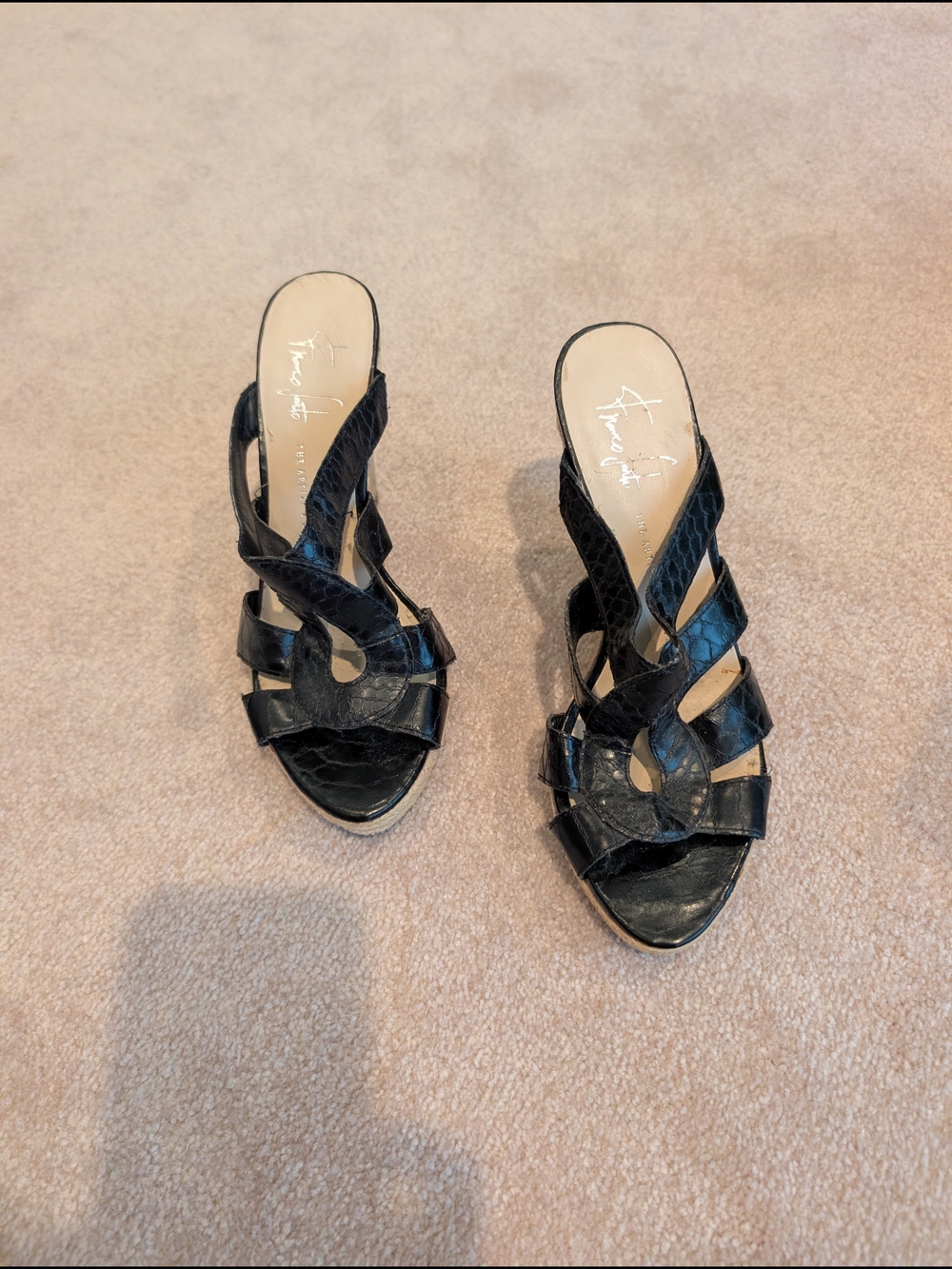Franco Sarto Black Strappy Slide Sandals